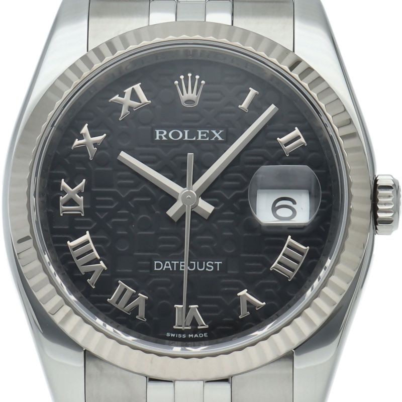 Rolex Datejust 36 Watch Computer Dial Box 18k White Gold SS