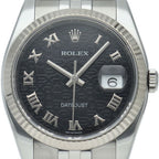 Rolex Datejust 36 Watch Computer Dial Box 18k White Gold SS