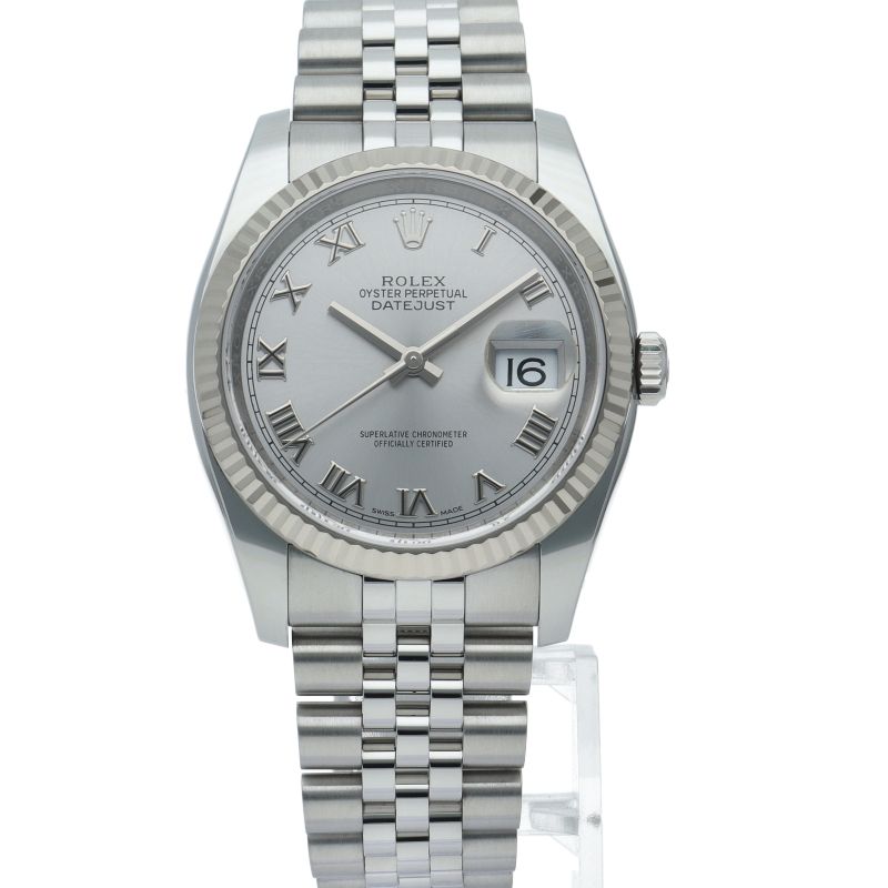 Rolex Datejust 36 Watch Jubilee 18k White Gold SS Silver — view 2