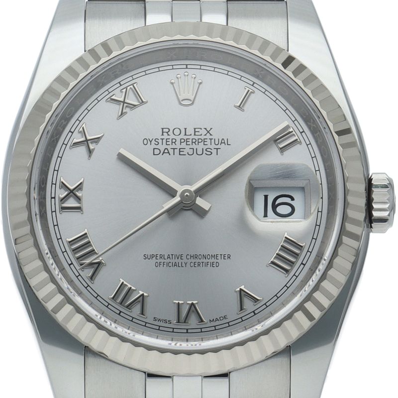 Rolex Datejust 36 Watch Jubilee 18k White Gold SS Silver