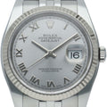 Rolex Datejust 36 Watch Jubilee 18k White Gold SS Silver