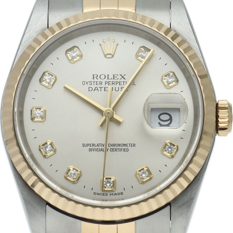 Rolex Datejust Watch Diamond 18k Yellow Gold SS Silver Polished 20