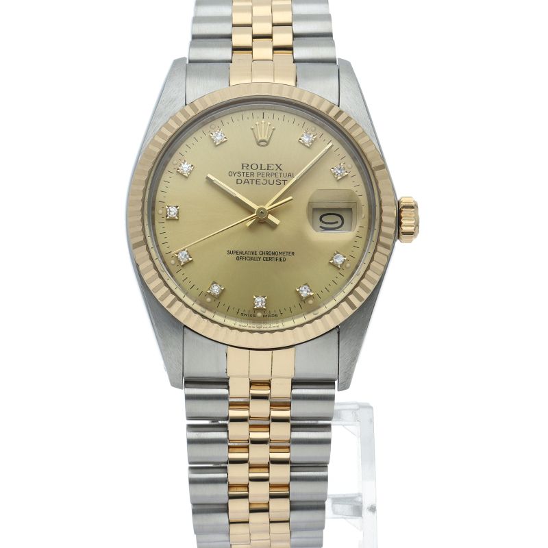 Rolex Datejust Watch Diamond Antique 18k Yellow Gold SS — view 2