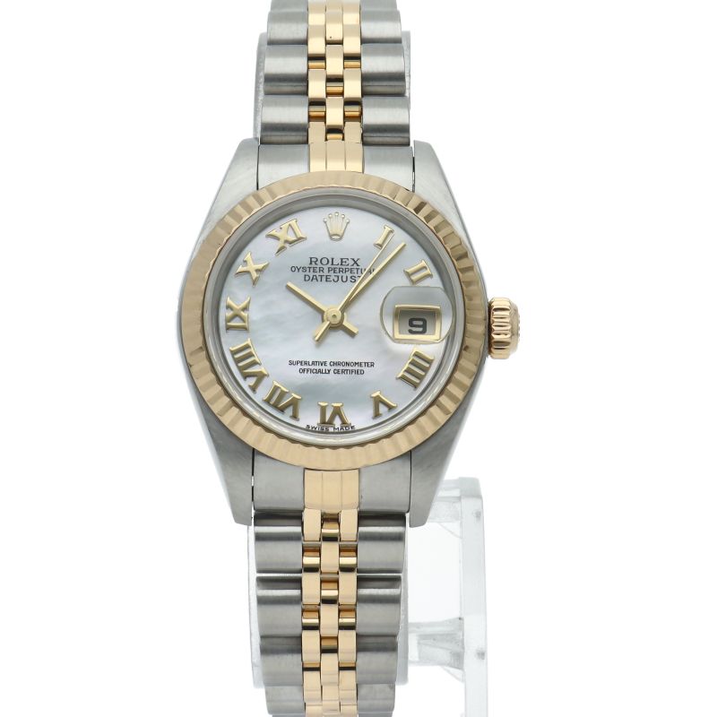 Rolex Datejust Watch Shell 18k Yellow Gold SS White Finish — view 2