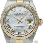Rolex Datejust Watch Shell 18k Yellow Gold SS White Finish