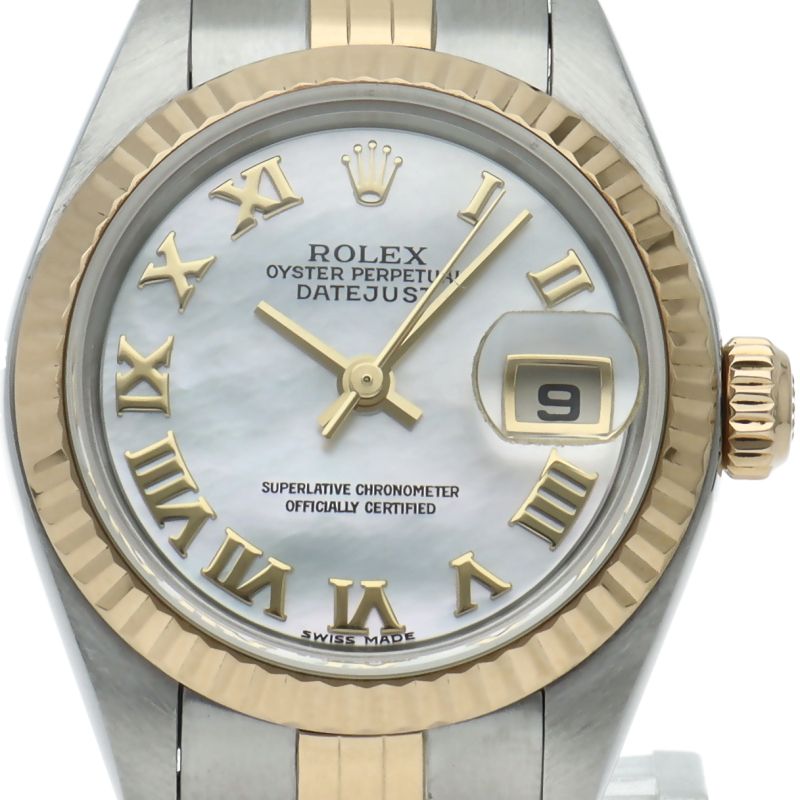 Rolex Datejust Watch Shell 18k Yellow Gold SS White Finish