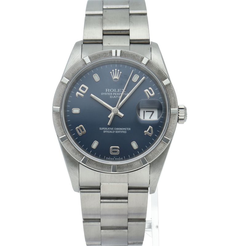 Rolex Oyster Perpetual Date Watch SS Blue Polished — view 2