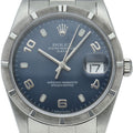 Rolex Oyster Perpetual Date Watch SS Blue Polished