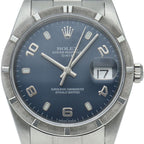 Rolex Oyster Perpetual Date Watch SS Blue Polished