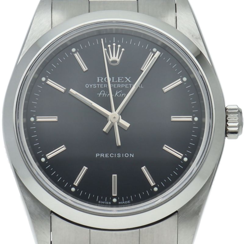 Rolex Air King Box SS Watch Black Polished