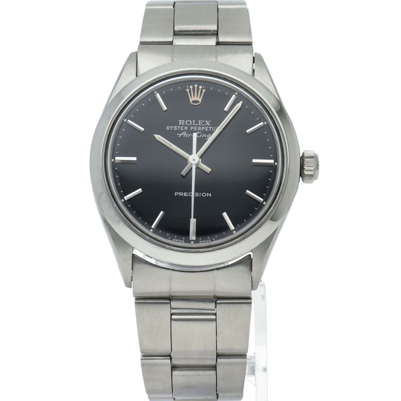 Rolex Air King Antique SS Watch Black Polished — view 2
