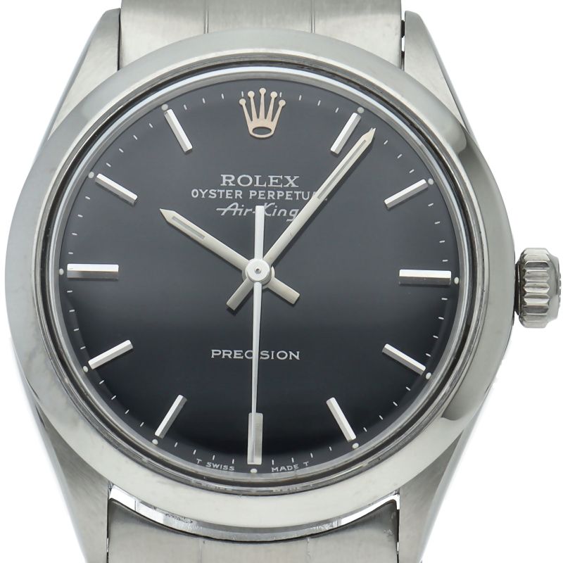 Rolex Air King Antique SS Watch Black Polished