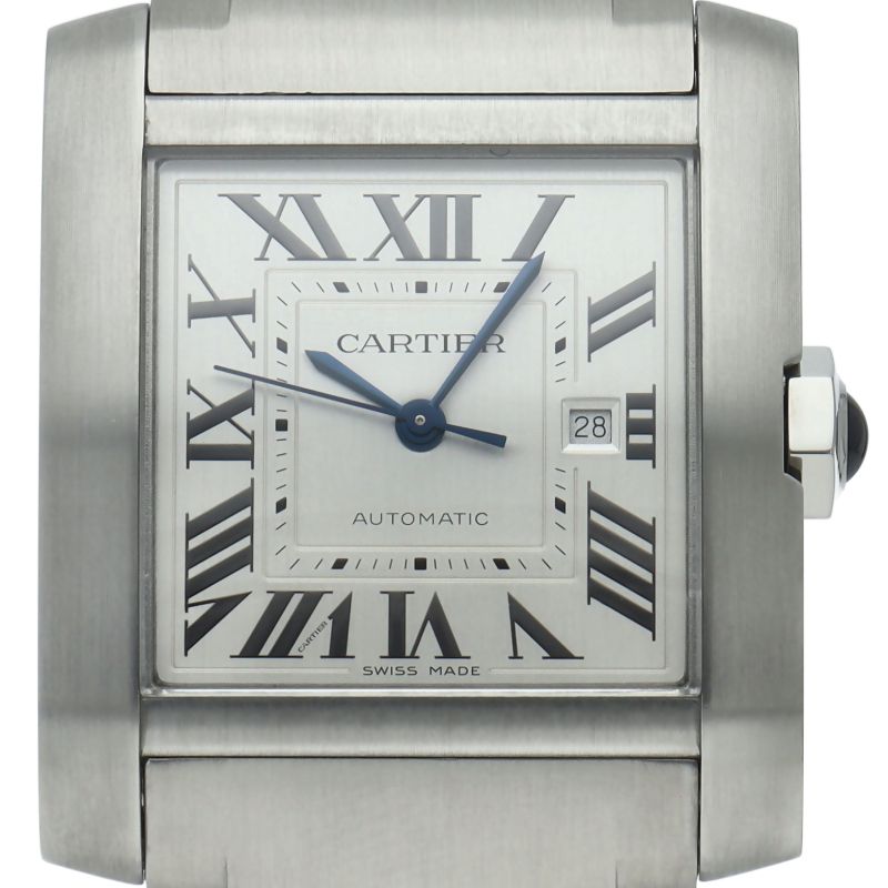 Cartier Tank Francaise LM Watch Auto Box SS Silver Polished
