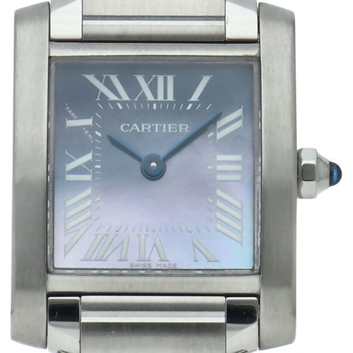 Cartier Tank Francaise SM Watch Blue Shell SS Polished