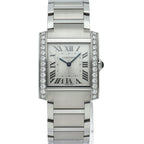 Cartier Tank Francaise MM Watch Diamond Bezel Box SS Silver — view 2