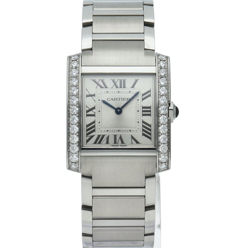 Cartier Tank Francaise MM Watch Diamond Bezel Box SS Silver — view 2