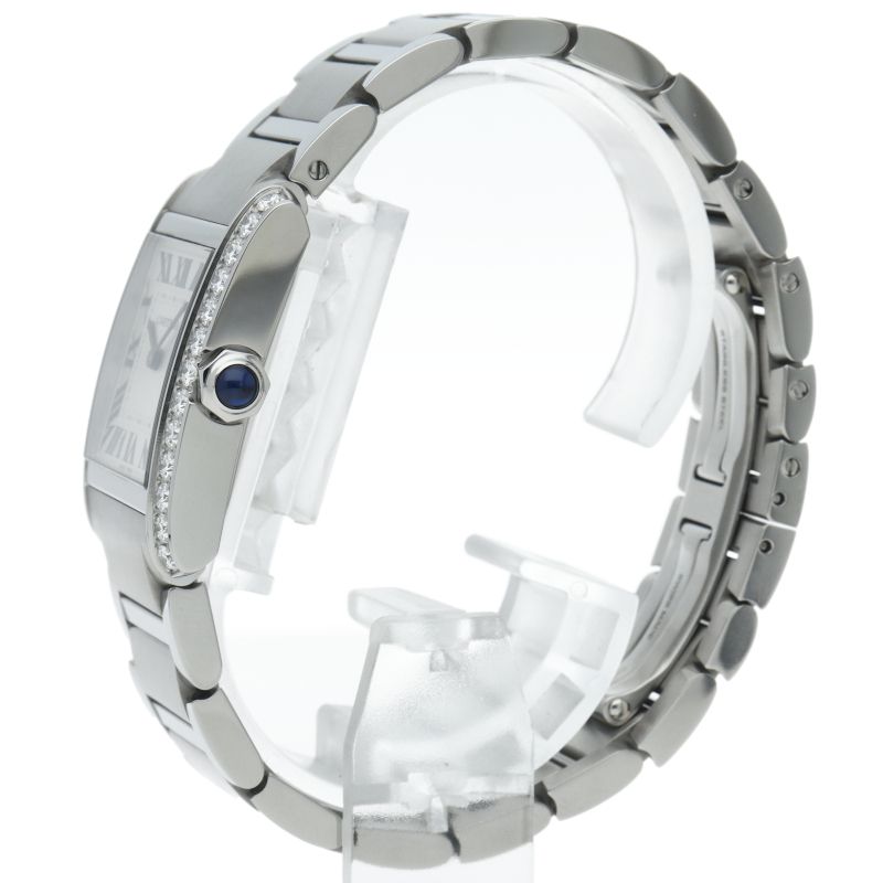 Cartier Tank Francaise MM Watch Diamond Bezel Box SS Silver — view 3