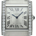 Cartier Tank Francaise MM Watch Diamond Bezel Box SS Silver
