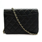 Chanel Quilted Chain Wallet Turnlock Caviar Leather Shoulder Bag Black Beauty — view 3