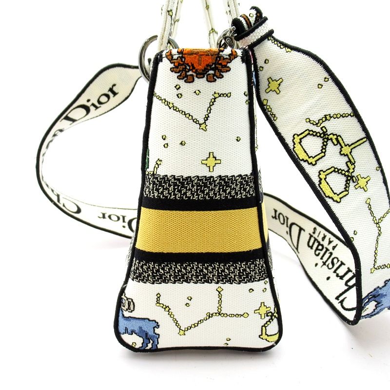 Dior Lady D-lite Lucky Motif Canvas Tote White Multi — view 5
