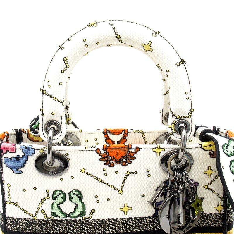 Dior Lady D-lite Lucky Motif Canvas Tote White Multi — view 2