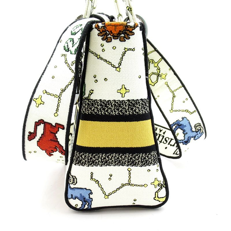 Dior Lady D-lite Lucky Motif Canvas Tote White Multi — view 3