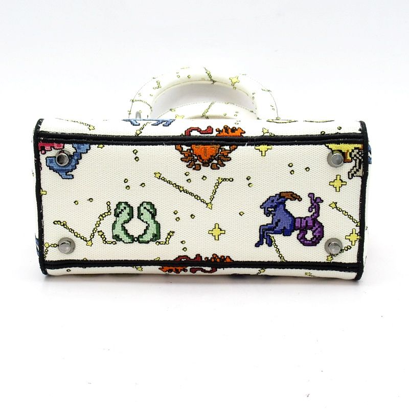Dior Lady D-lite Lucky Motif Canvas Tote White Multi — view 6