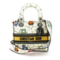 Dior Lady D-lite Lucky Motif Canvas Tote White Multi