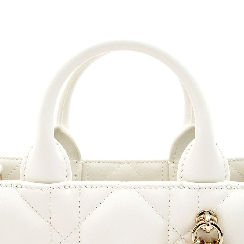 Dior Book Tote Mini Macro Cannage Calfskin Handbag Lattewhite — view 2