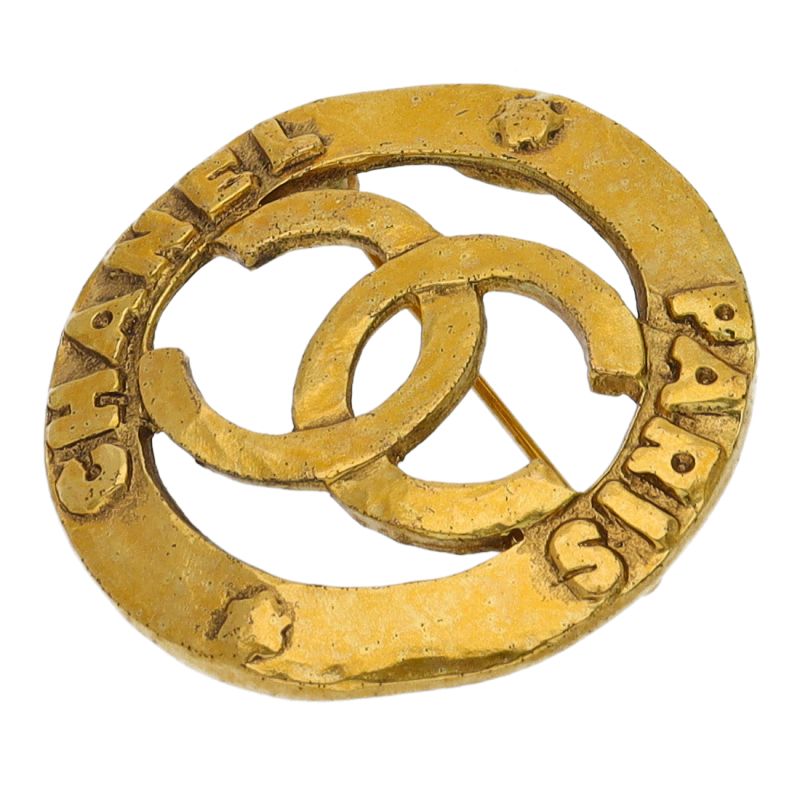 Chanel CC Logo Brooch Brass