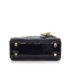 Dior Shoulder Bag Lady Dior Micro Black Cannage Patent Calfskin Gold — view 4