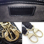 Dior Shoulder Bag Lady Dior Micro Black Cannage Patent Calfskin Gold — view 6