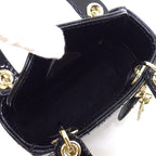 Dior Shoulder Bag Lady Dior Micro Black Cannage Patent Calfskin Gold — view 5