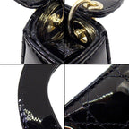 Dior Shoulder Bag Lady Dior Micro Black Cannage Patent Calfskin Gold — view 8