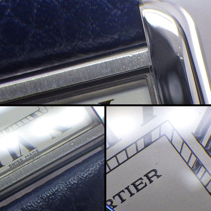 Cartier Watch Tank Solo SM Rectangular Silver Dial SS Blue Leather Quartz Analog — view 8
