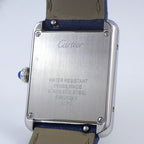 Cartier Watch Tank Solo SM Rectangular Silver Dial SS Blue Leather Quartz Analog — view 4