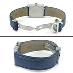 Cartier Watch Tank Solo SM Rectangular Silver Dial SS Blue Leather Quartz Analog — view 3