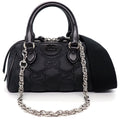 Gucci Shoulder Bag GG Matelasse Black Purple Nylon Leather Silver