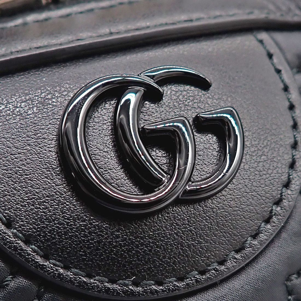 Gucci Shoulder Bag GG Matelasse Black Purple Nylon Leather Silver — view 8