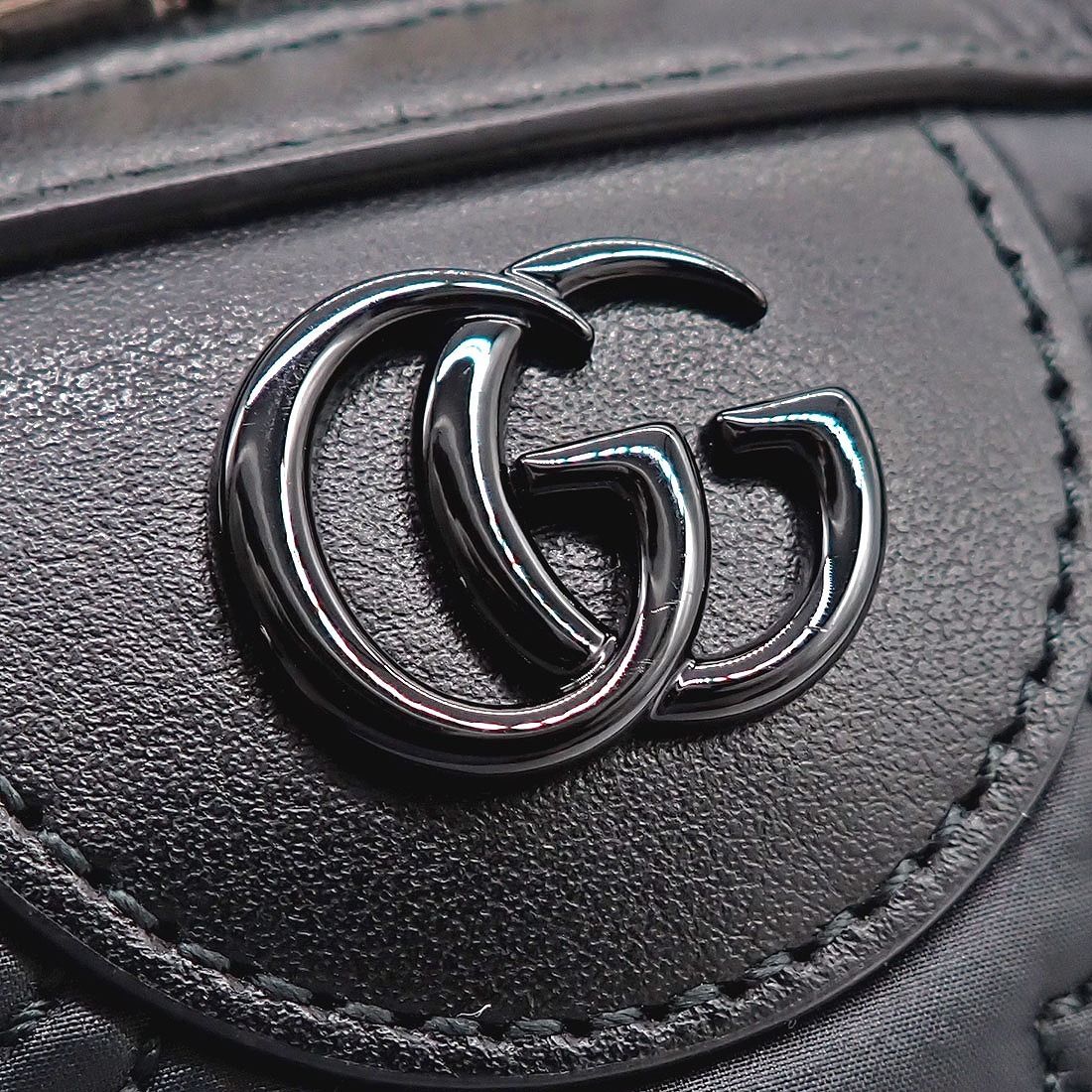 Gucci Shoulder Bag GG Matelasse Black Purple Nylon Leather Silver — view 8