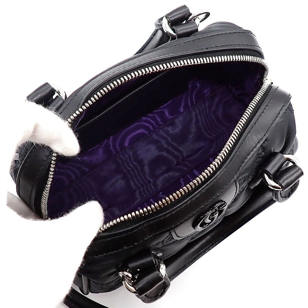 Gucci Shoulder Bag GG Matelasse Black Purple Nylon Leather Silver — view 5