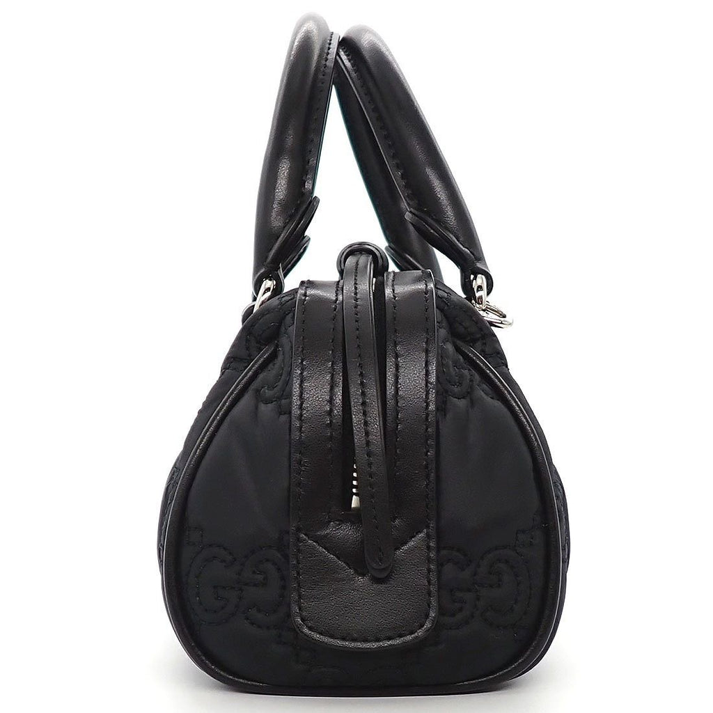 Gucci Shoulder Bag GG Matelasse Black Purple Nylon Leather Silver — view 3