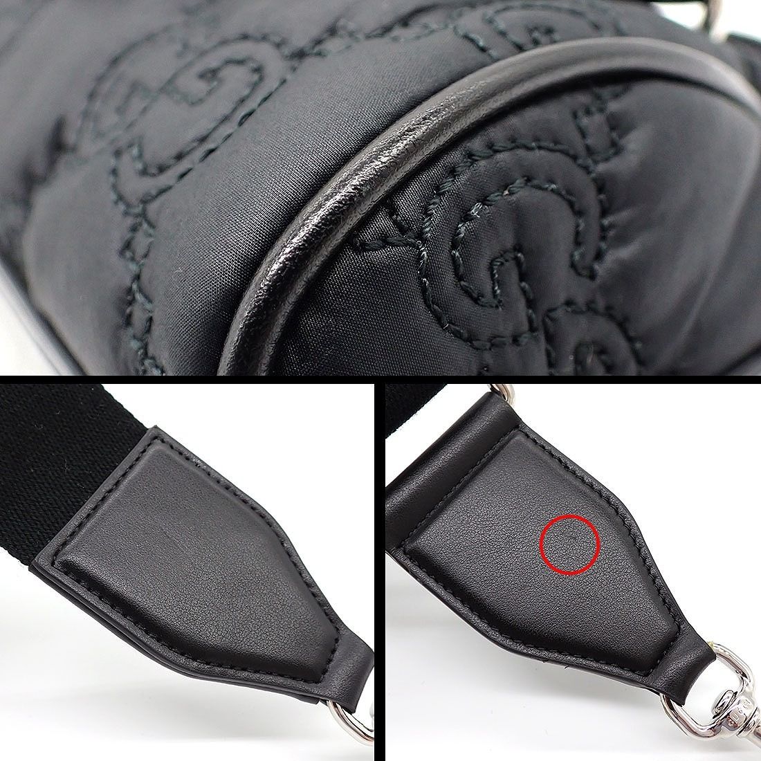 Gucci Shoulder Bag GG Matelasse Black Purple Nylon Leather Silver — view 9