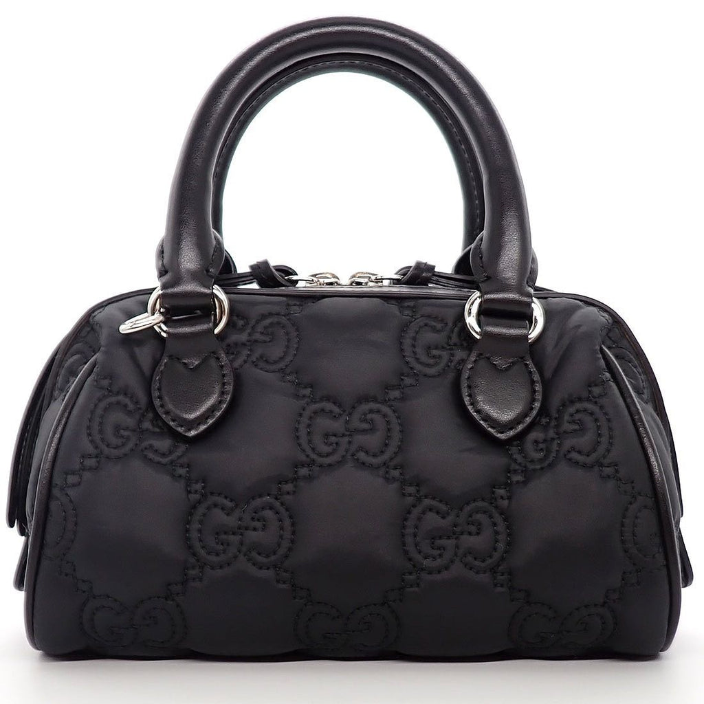 Gucci Shoulder Bag GG Matelasse Black Purple Nylon Leather Silver — view 2