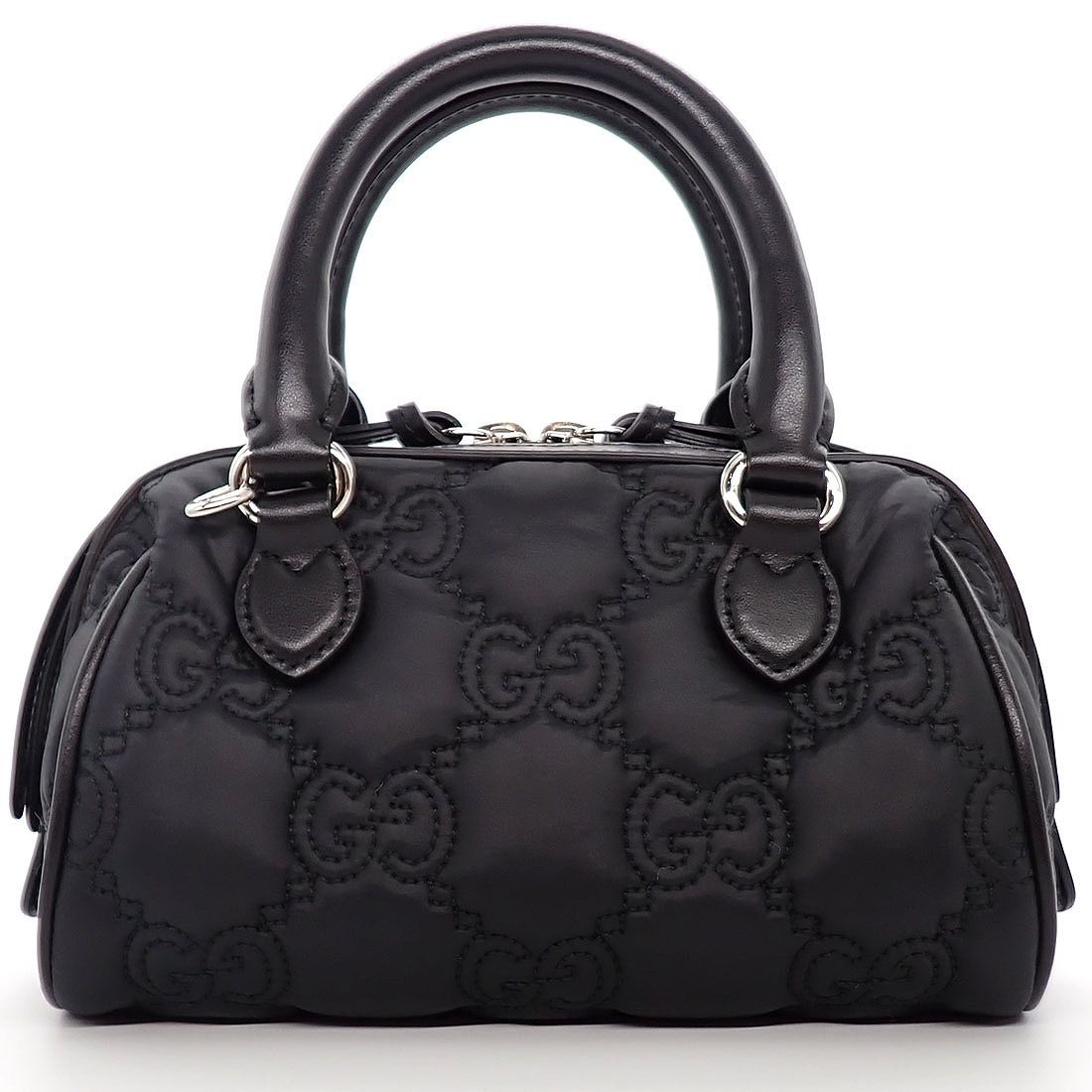 Gucci Shoulder Bag GG Matelasse Black Purple Nylon Leather Silver — view 2