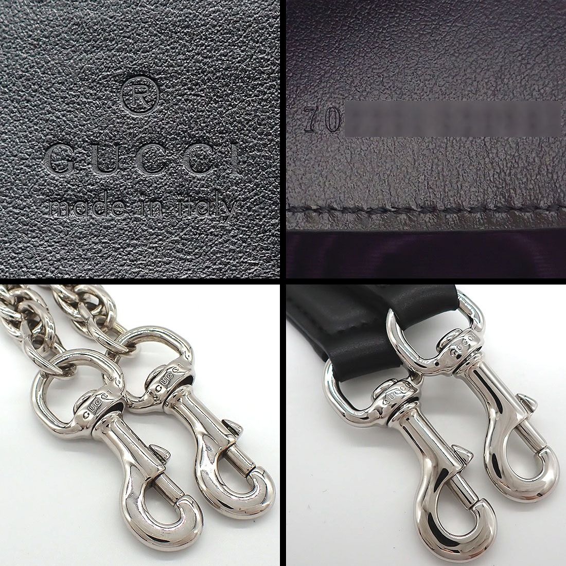 Gucci Shoulder Bag GG Matelasse Black Purple Nylon Leather Silver — view 7