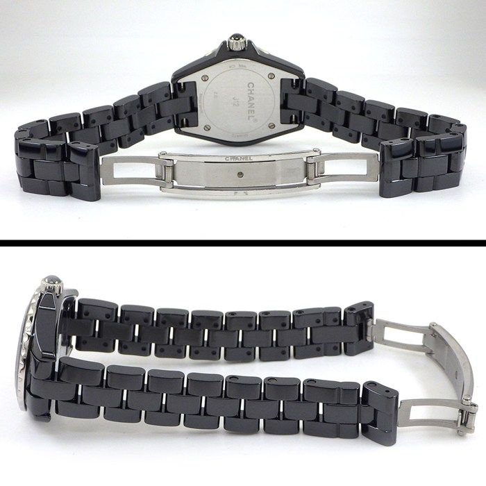 Chanel Watch 8 Points Diamond Index Black Dial Ceramic SS Quartz Analog — view 3