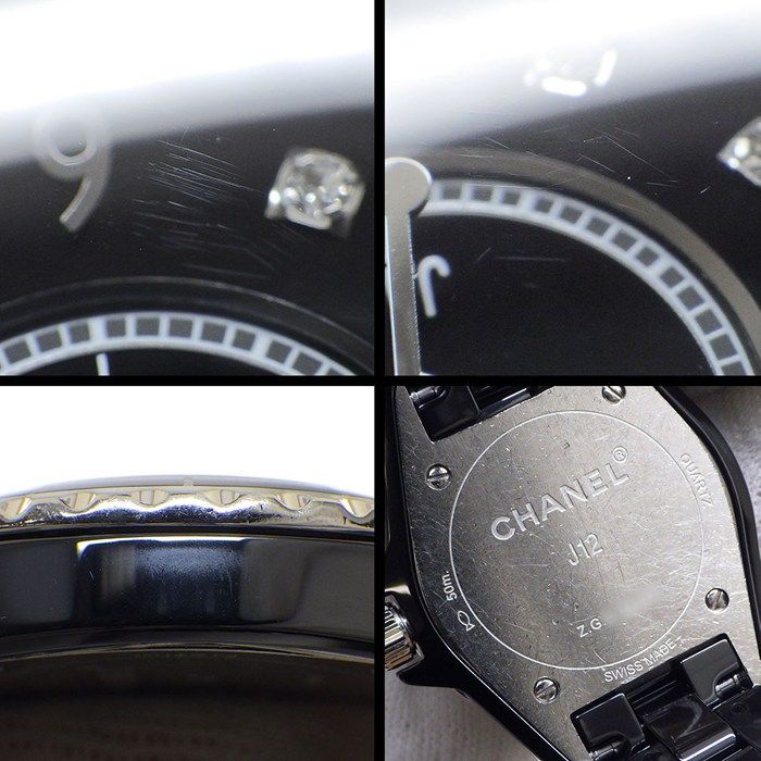 Chanel Watch 8 Points Diamond Index Black Dial Ceramic SS Quartz Analog — view 7