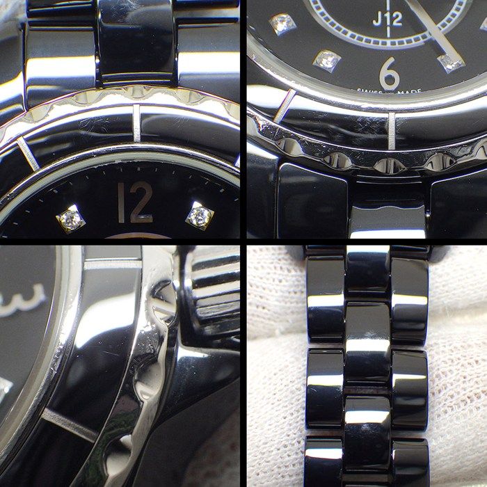 Chanel Watch 8 Points Diamond Index Black Dial Ceramic SS Quartz Analog — view 8