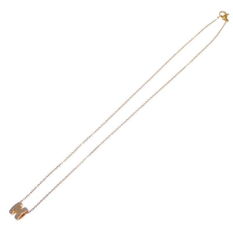 Hermes Mini Pop Pendant 55 Necklace Metal Brown Glasse Gold Simple Logo — view 5